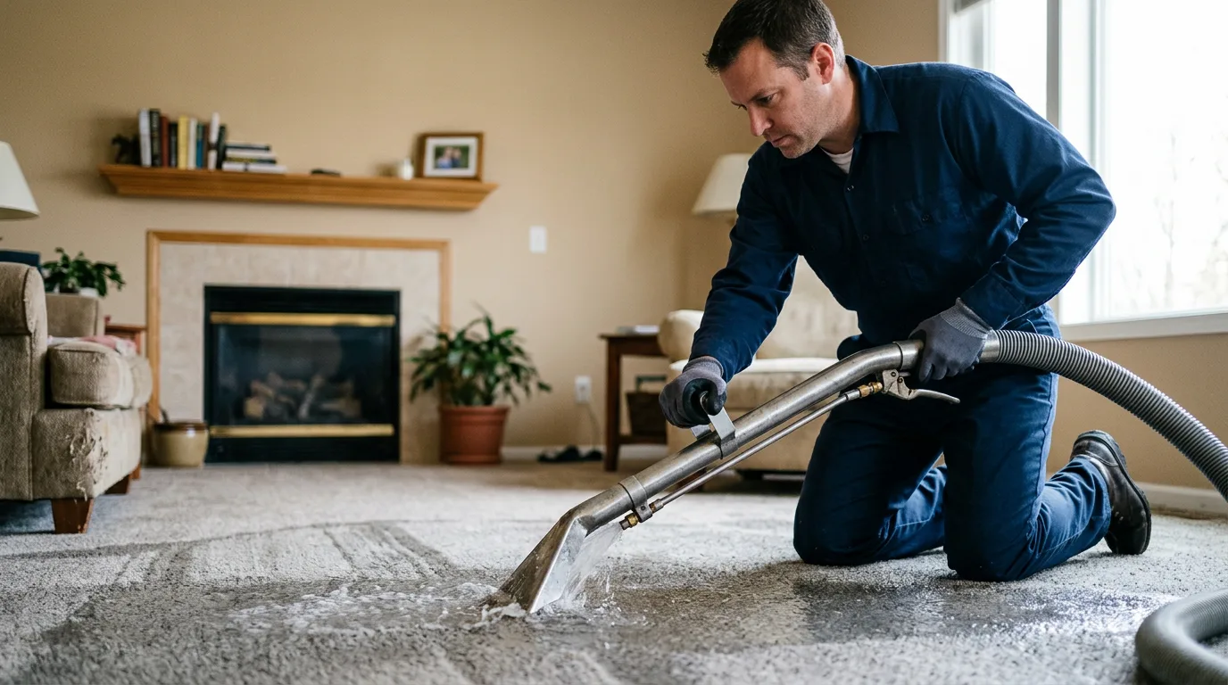 Water damage restoration technician working near Georgetown, MS